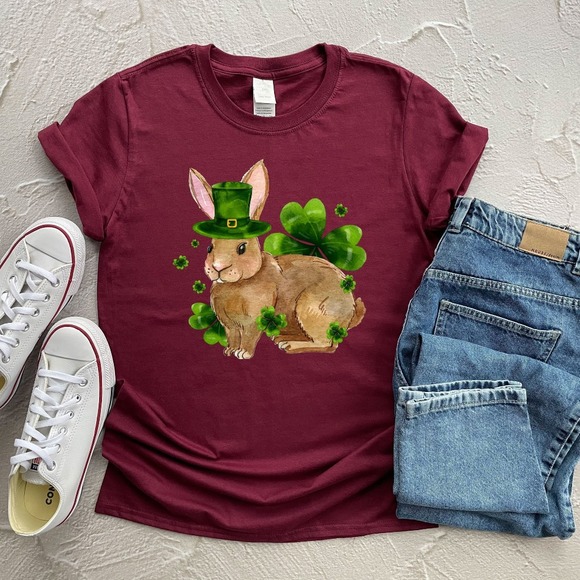 St Patrick's Rabbit Shirt, Happy St Patrick's Day Shirt, Lucky Shirt - Picture 1 of 2